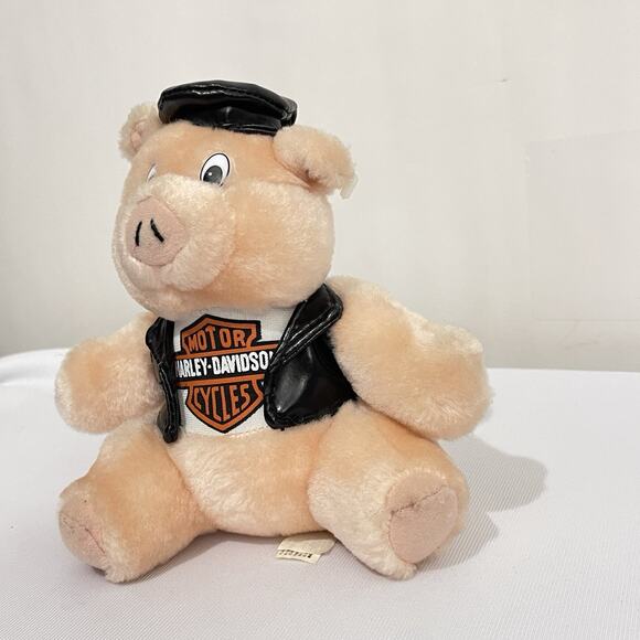 Vintage Harley Davidson Motorcycle Pig Biker Hog Stuffed Animal - Plush Toy 1998 - Picture 2 of 7